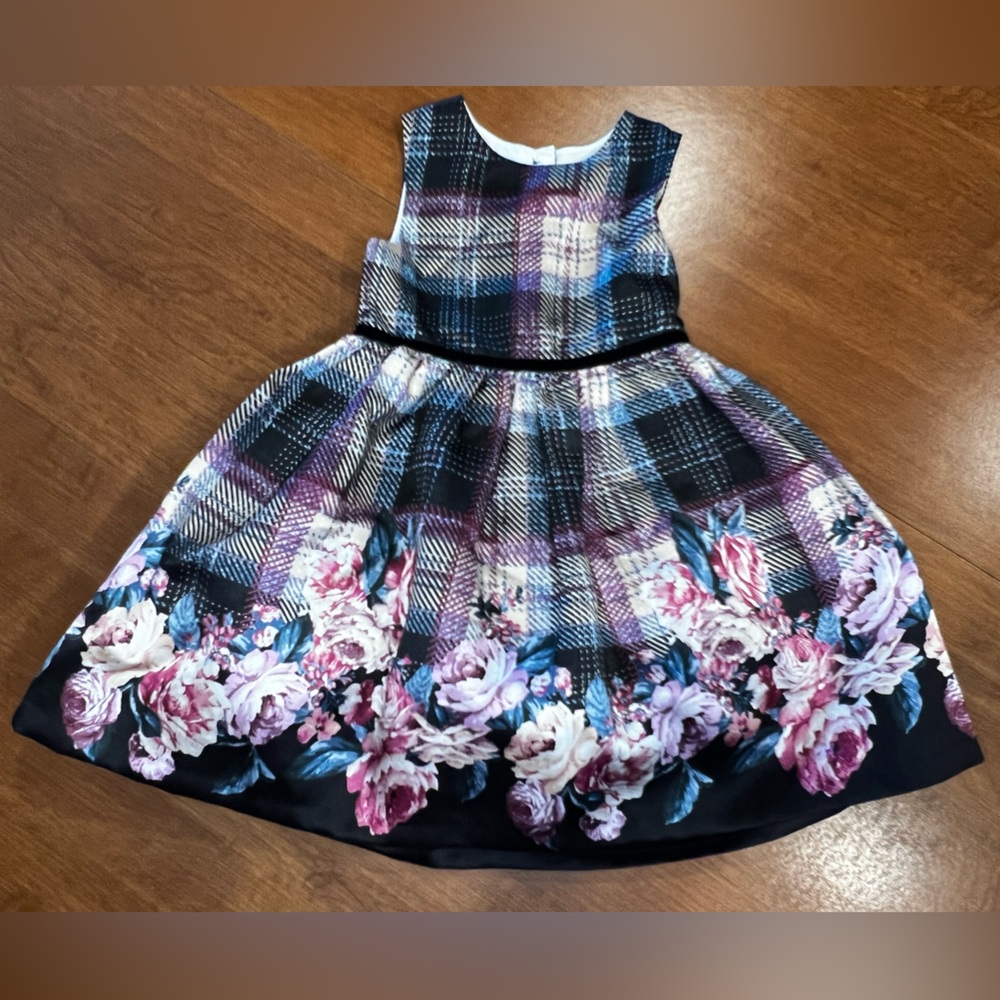 Laura Ashley Plaid and Floral Toddler Dress Size 3T